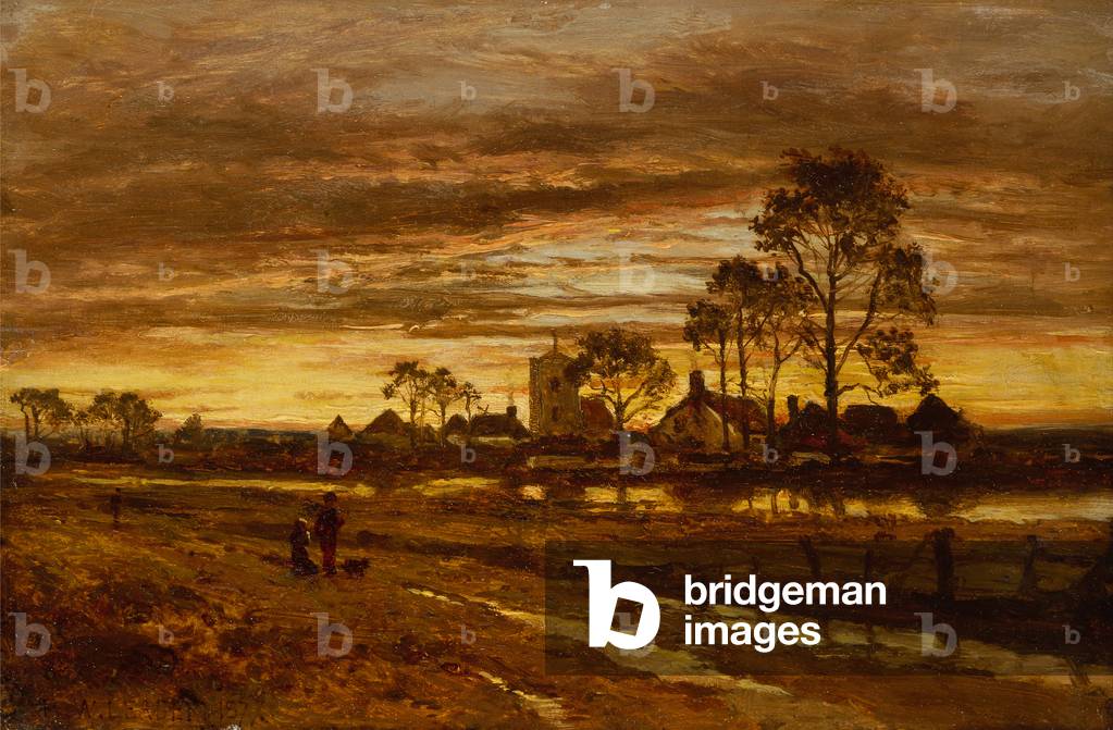 Una sera d'autunno dopo la pioggia (olio su tela)