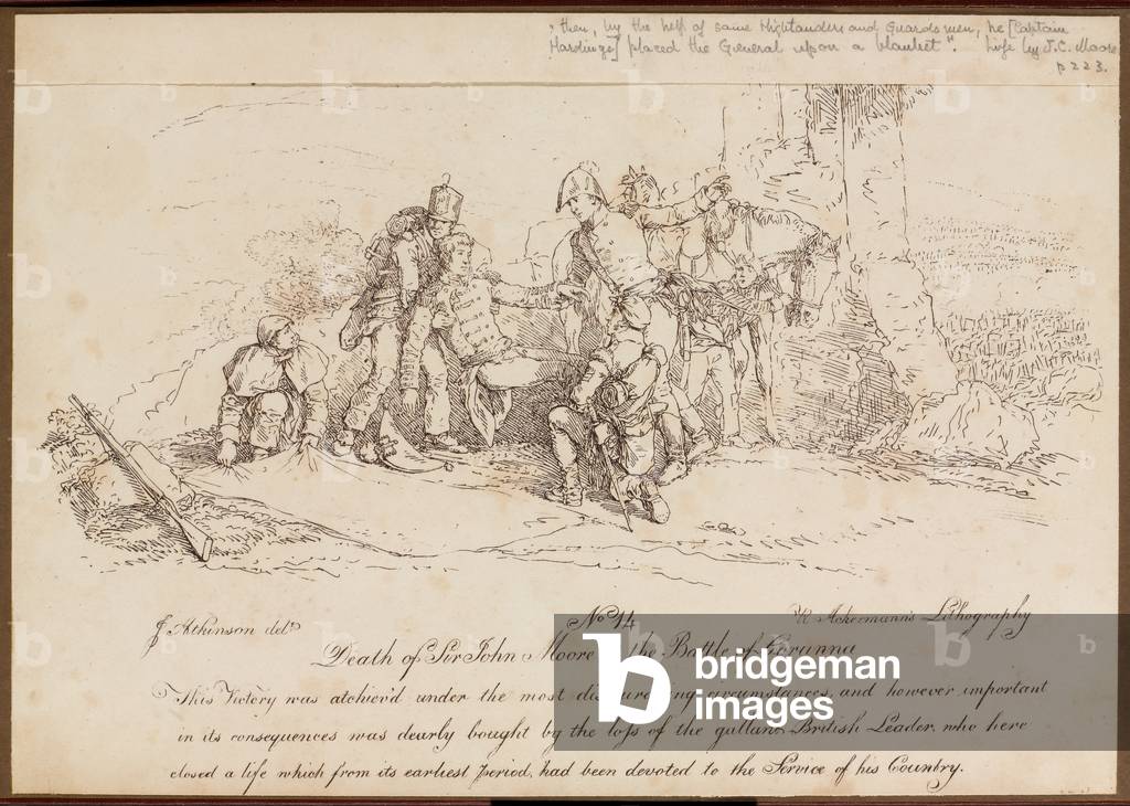 Morte di Sir Giovanni Moore alla Battaglia di Corunna, 16 Gennaio 1809 (lito)