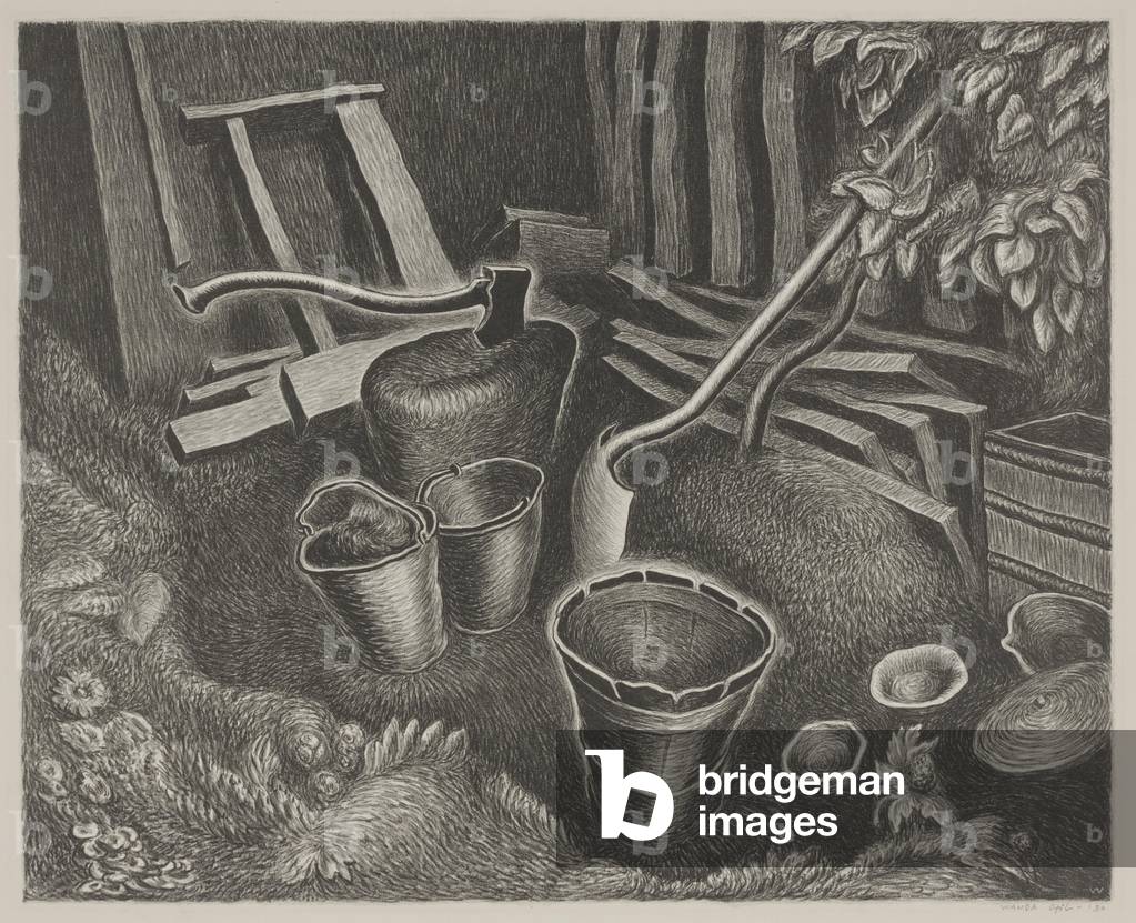 Backyard Corner, 1930 (litho)