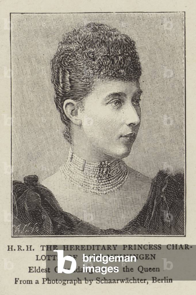 "HRH Die Erbprinzessin Charlotte von Sachsen-Meiningen" von English School, b/w