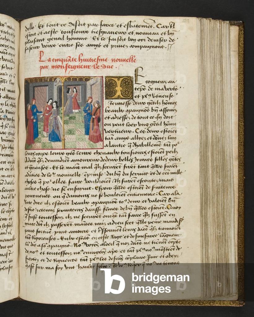 MS Hunter 252 129r Pagina da 'Cent Nouvelles Nouvelles, c.1461-62 (pergamena)