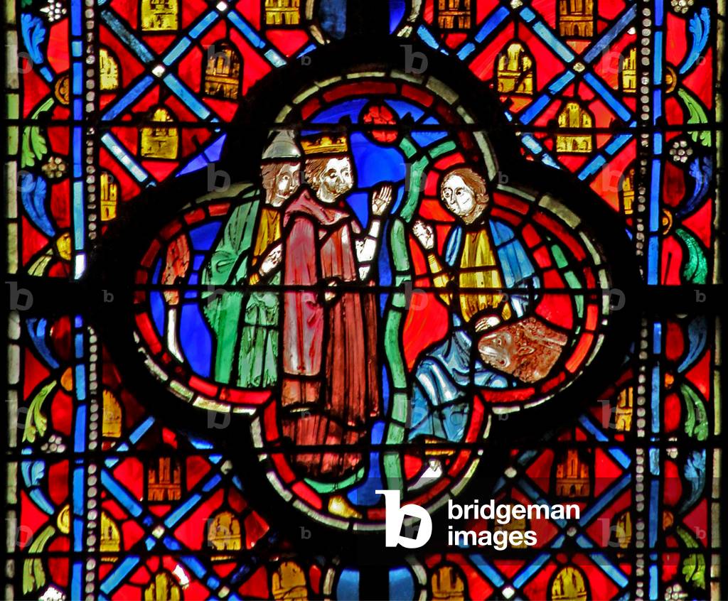Window w9R  Daniel in the lion's den. Dan VI 19 (stained glass) 1246-48 by French Artist