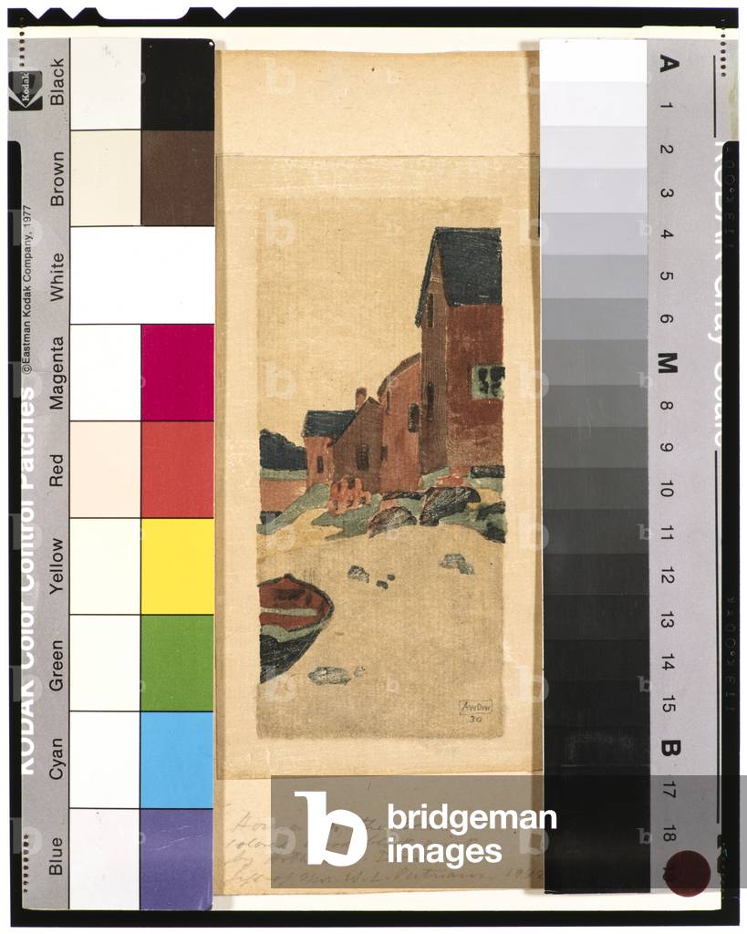 "Un grigio giorno (Case su un spiaggia)", c.1895 di Arthur Wesley Dow