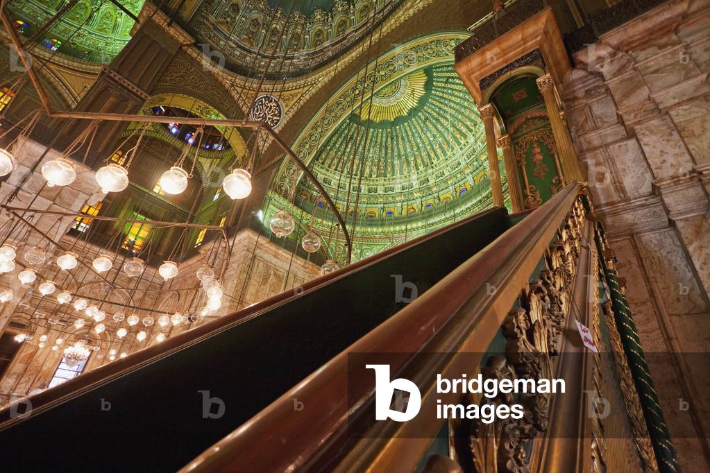 Image of Photography depicting Minbar in the Prayer Hall of the Mohammed Ali Mosque in the Citadel of Cairo