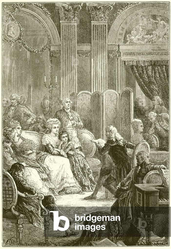 Salon de Madame Necker (engraving) by French Artist, b/w