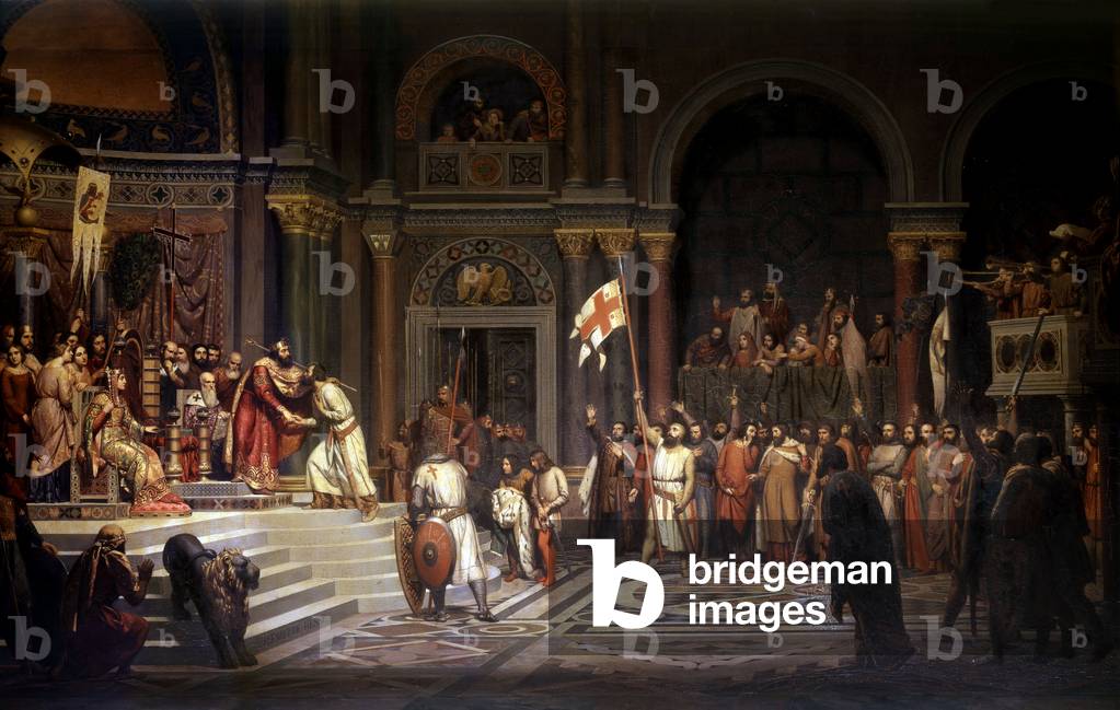 Godfrey de Bouillon reçu par Alexis Comnene, empereur de Constantinople, en 1097, lors de la défense de la vil