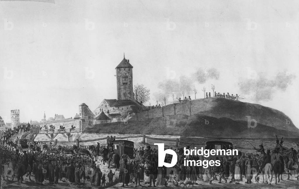 "General Bonaparte reiste am 24. November 1797 in die Stadt Basel ein und kam aus Italien an" 1797, b/w