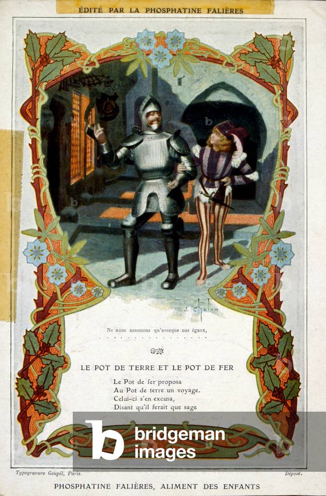 Illustration tirée d'une édition 1900 de fables de Jean de La Fontaine (1621-1695) 1900