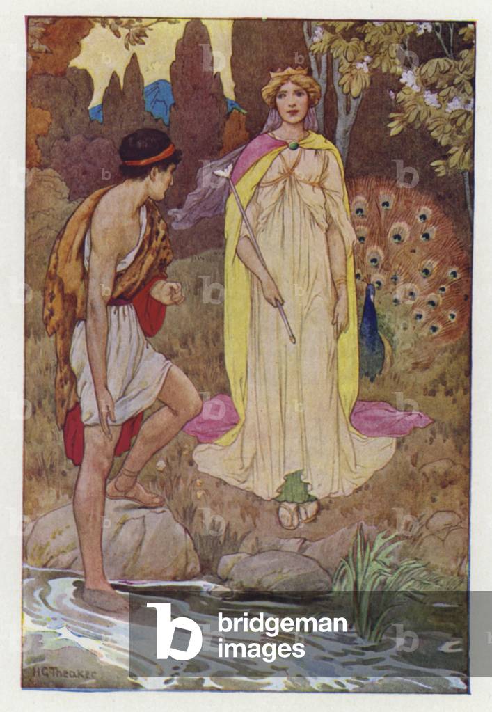 Jason and Juno (colour litho) by Harry George Theaker