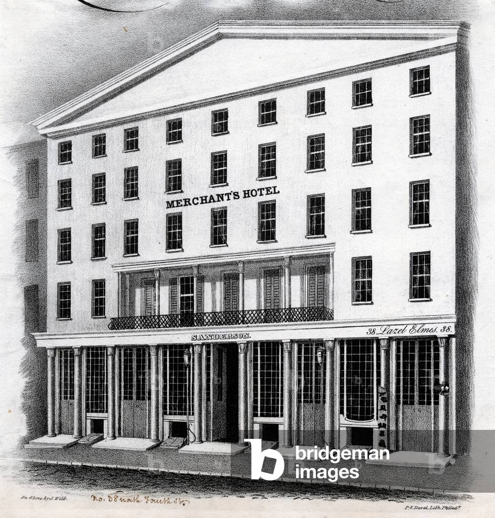 Merchant's Hotel, No. 38 North Fourth Street, Philadelphia, um 1838 (litho)