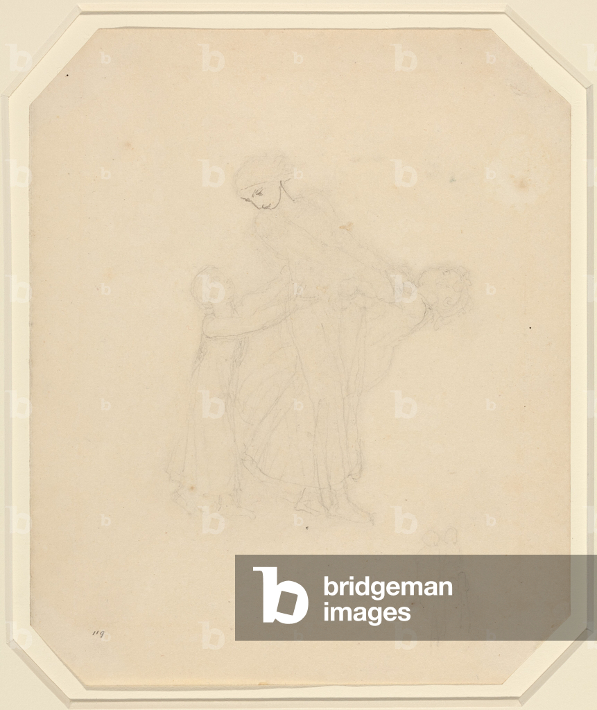 Bild von Zeichnung "Erwachsener und zwei Kinder (Graphit und Feder und graue Tinte)" von John Flaxman