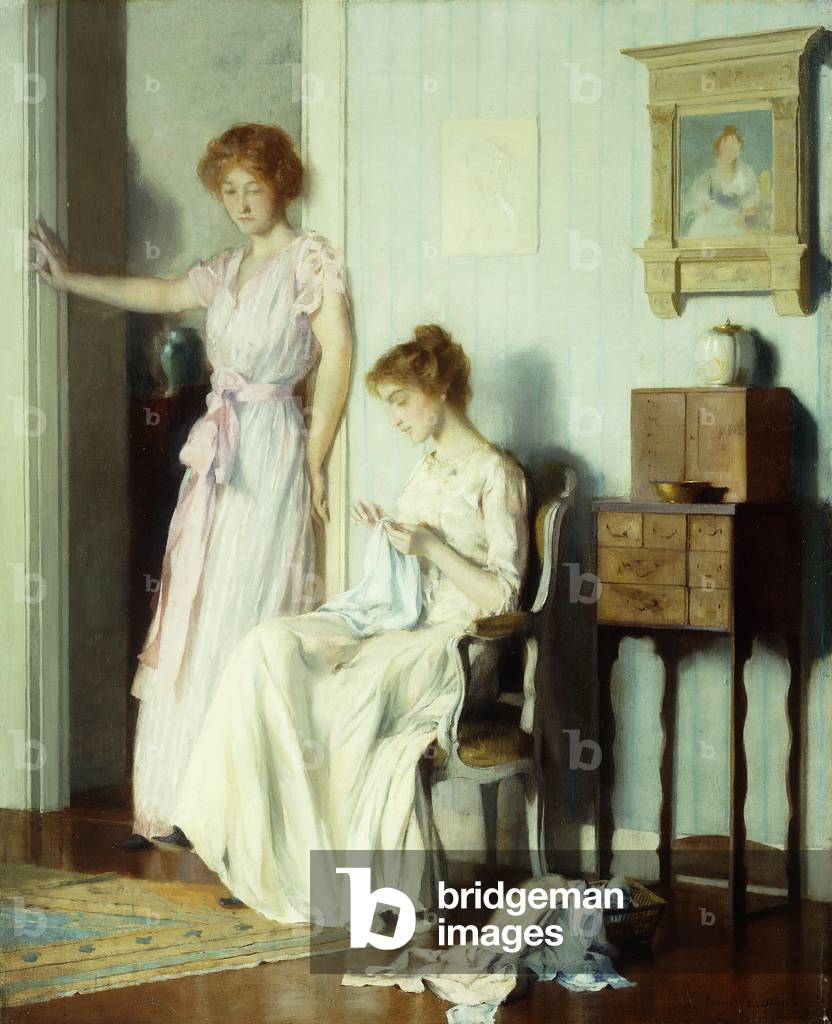 Nel salotto, (olio su tela)