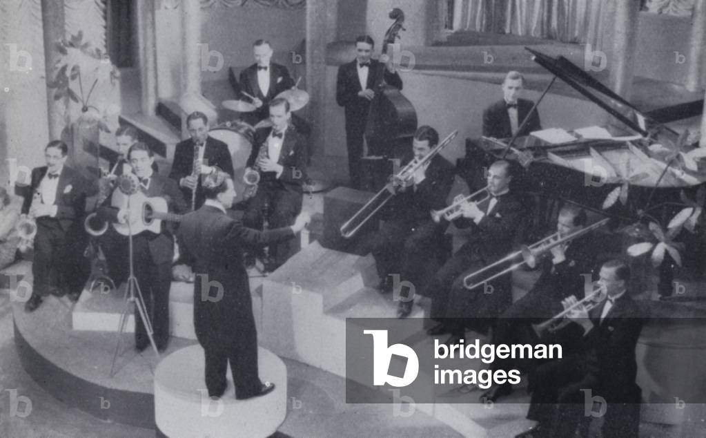 Bild von Fotografie "Lew Stone und seine Band (s/w Foto)" 1936 von English Photographer, b/w