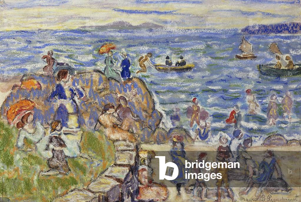 Immagine di Dipinto "Massachusetts Beach Scena" di Maurice Brazil Prendergast