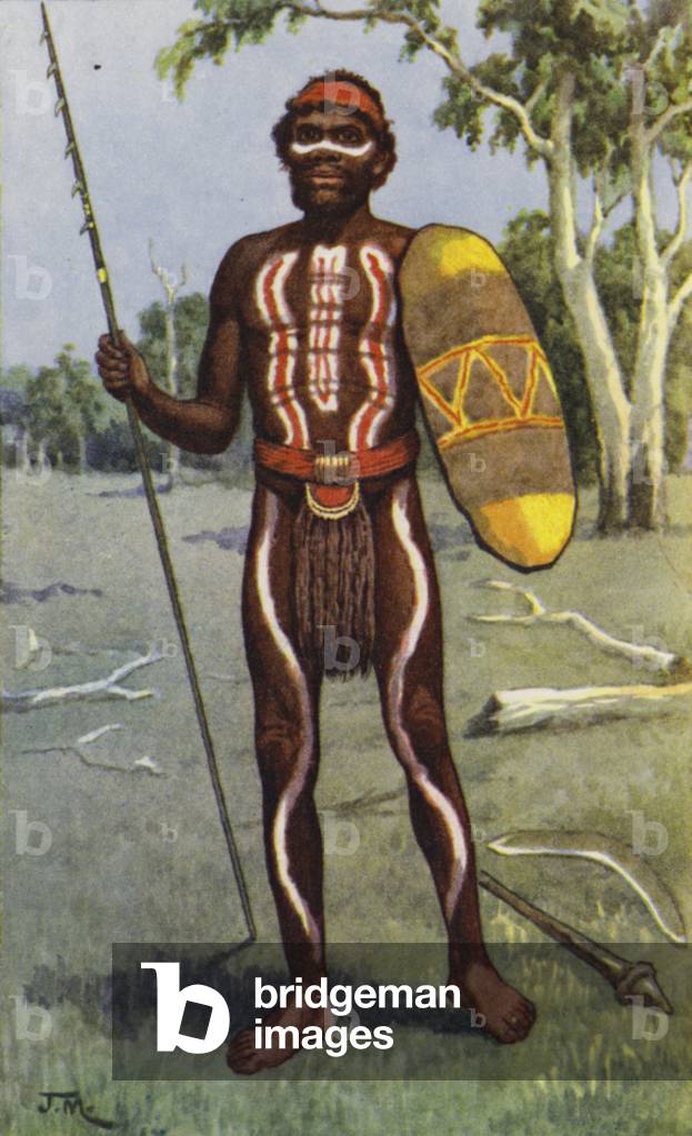 Australian aboriginal (colour litho) by J. Macfarlane