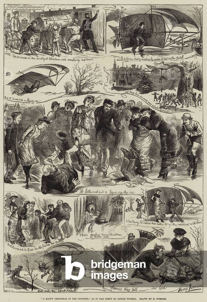 "«A Happy Christmas in the Country»" di Harry Furniss, b/w