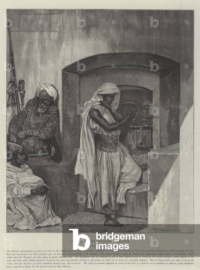 "Fuori il carcere" 1897 di Richard Caton II Woodville, b/w