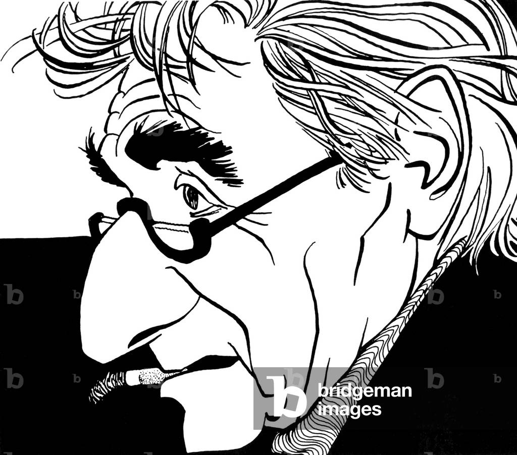 Leonard Bernstein, Karikatur von John Minnion US-amerikanischer Dirigent und Komponist, 25. August 1918 - 14. 