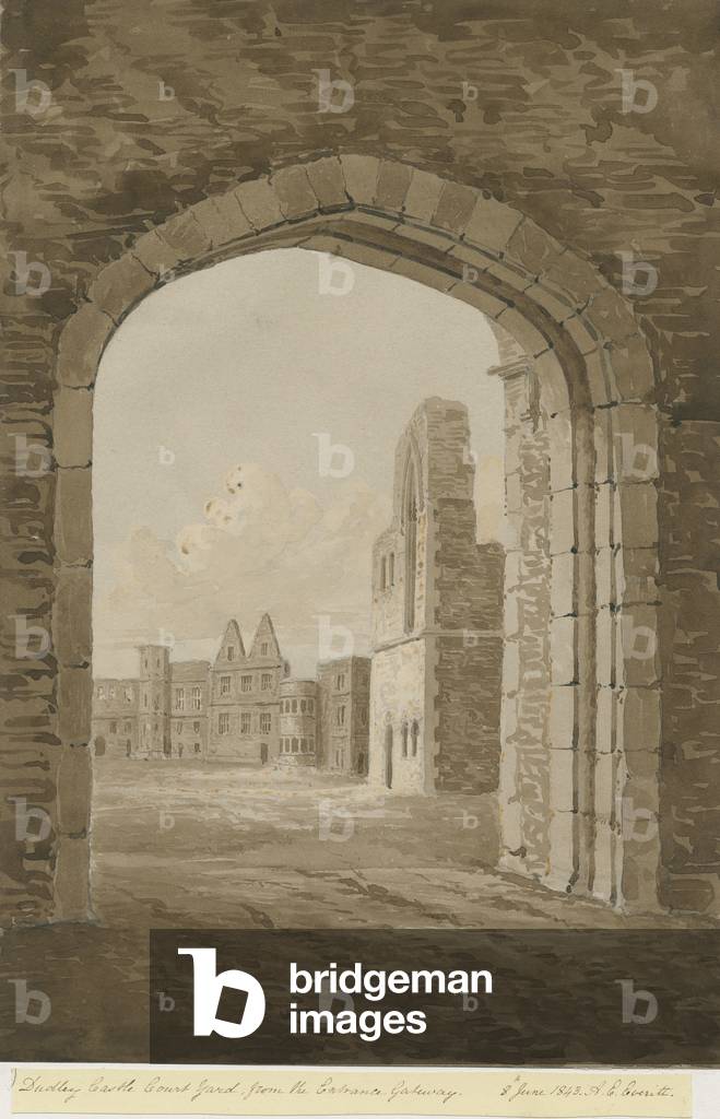 Dudley Castle - The Keep: disegno rosso-seppia, 8 giu 1843 (stampa)