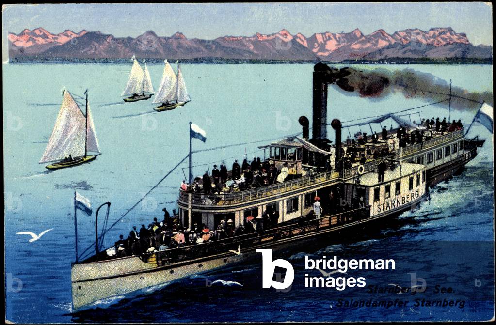 Bild von Druck "Künstler Dampfer Starnberg auf dem Starnberger See"