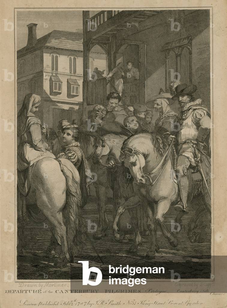 Departure of the Canterbury Pilgrimen (engraving)