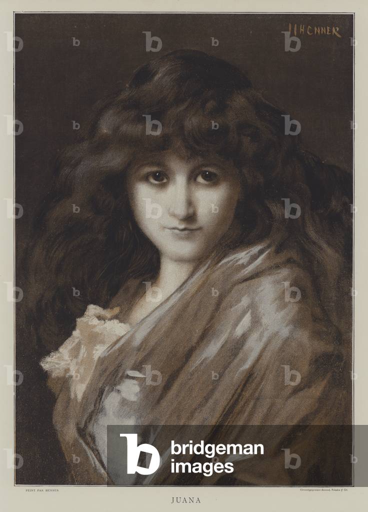 "Juana (colore lito)" di Jean-Jacques Henner, b/w