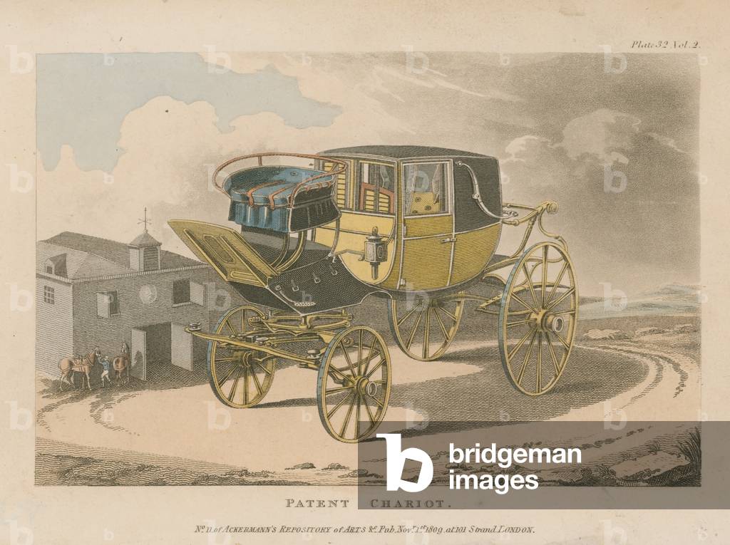 Bild von Gravur "Patentwagen (farbige Gravur)" von English School
