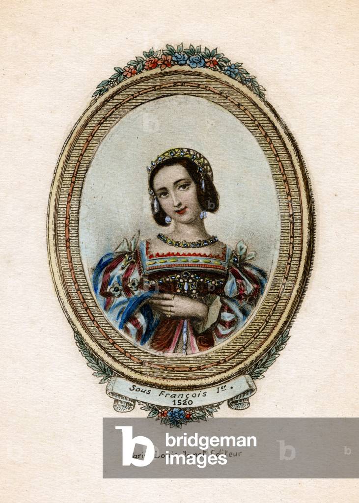 French FASHION, Damenkleid aus der Zeit von Francis I., 1520. Louis Janet Druck (4. Juli 1788 - 18. Januar 184