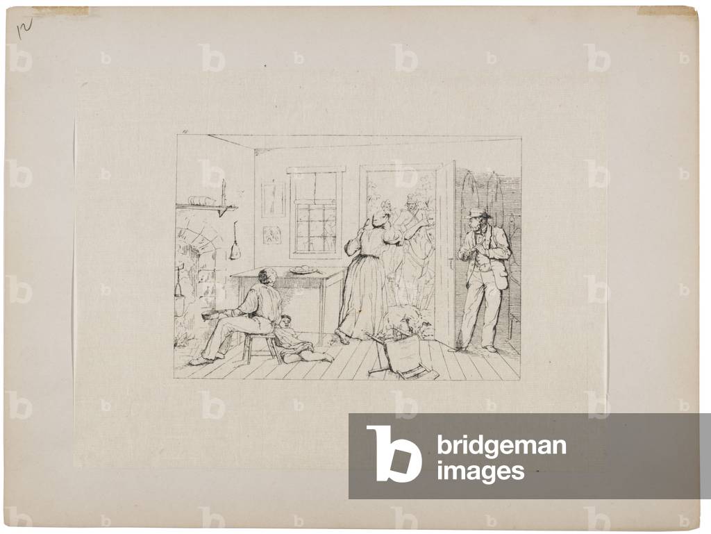 schiavi che nascondono il loro padrone da un gruppo di ricerca, c. 1880-90 (incisione)