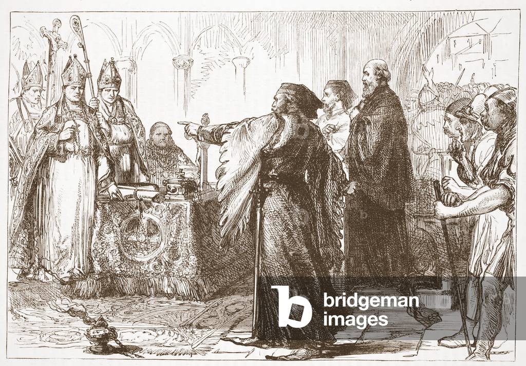 alterco tra Giovanni di Gaunt e il vescovo di Londra, illustrazione da 'The History of Protestantism 'di James