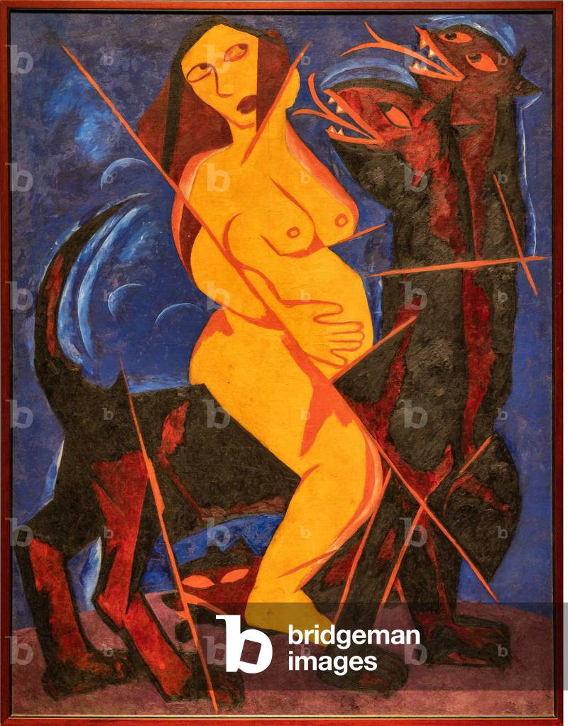 The Maiden on the Beast, one of the seven paintings of the polyptych Harvest, 1911 (oil on canvas)