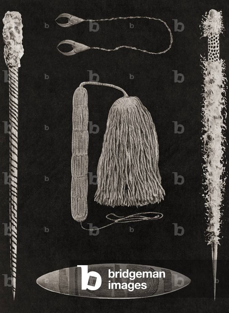 Image of Print depicting Objects important in Australian Aborigine ceremonies 1913