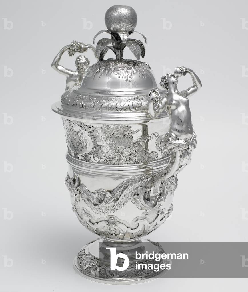 Two-handled cup and cover by Charles Kandler, b/w