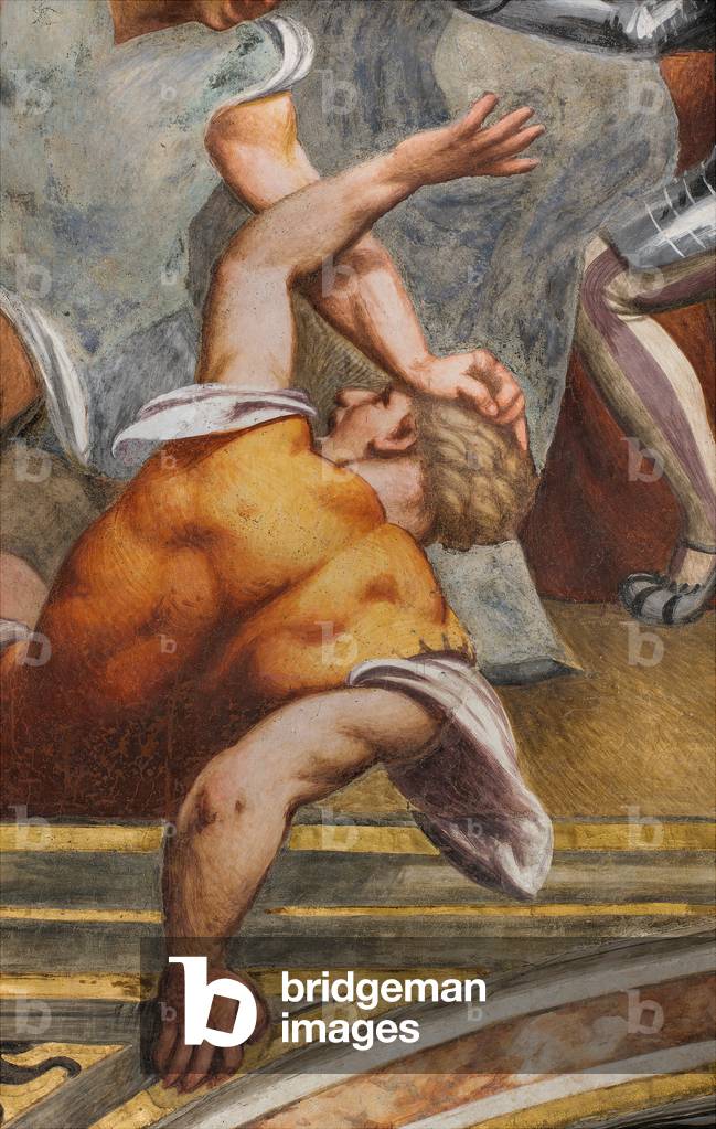 Mittelgang, Erste Südspanne, Christus ans Kreuz genagelt, Die Pordenone, 1520-21, Detail