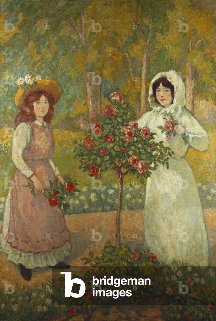 due ragazze raccolta rose; Deux jeunes filles Cueillant des rose, (olio su tela)