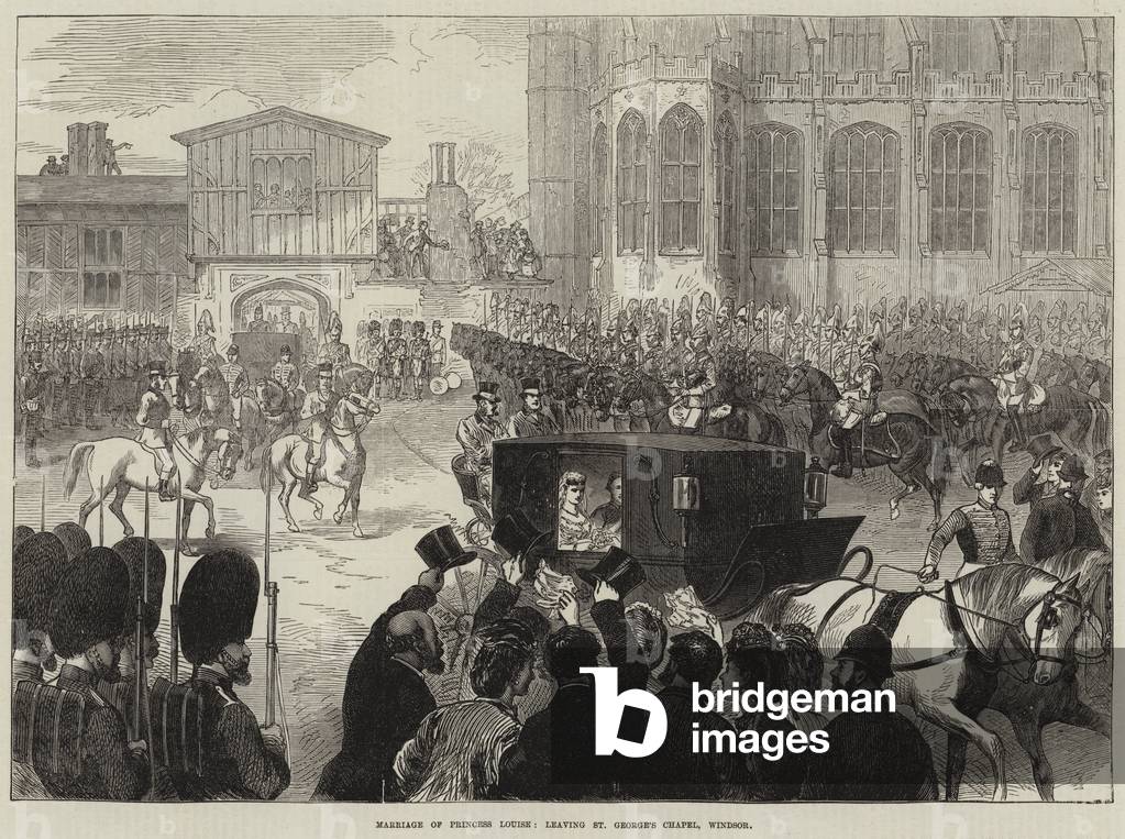 matrimonio di principessa Louise, lasciando St George's Chapel, Windsor (incisione)