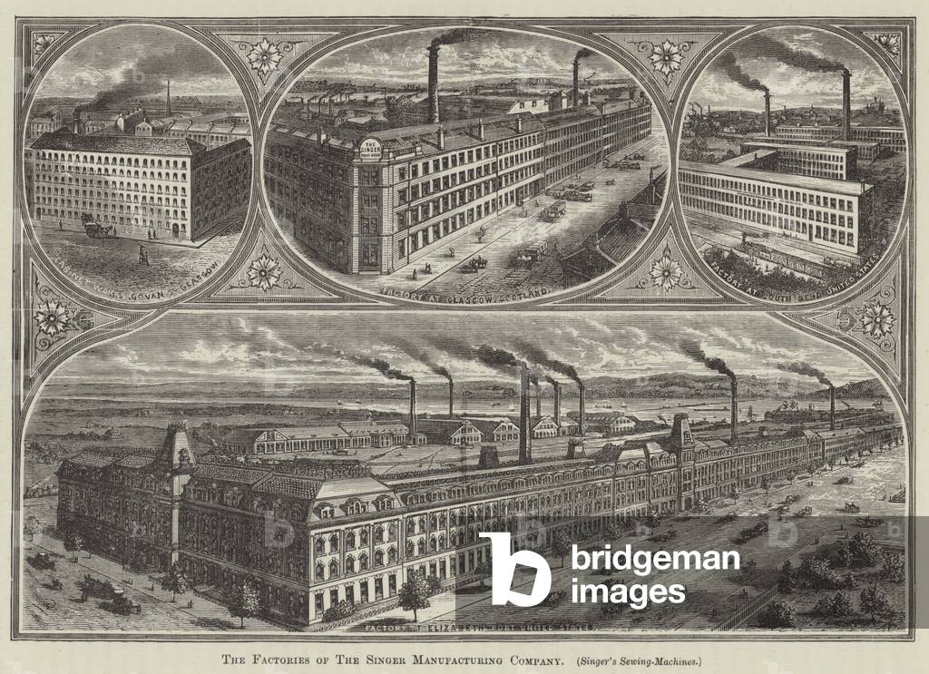 The Factories of The Singer Manufacturing Company (engraving) by English Artist