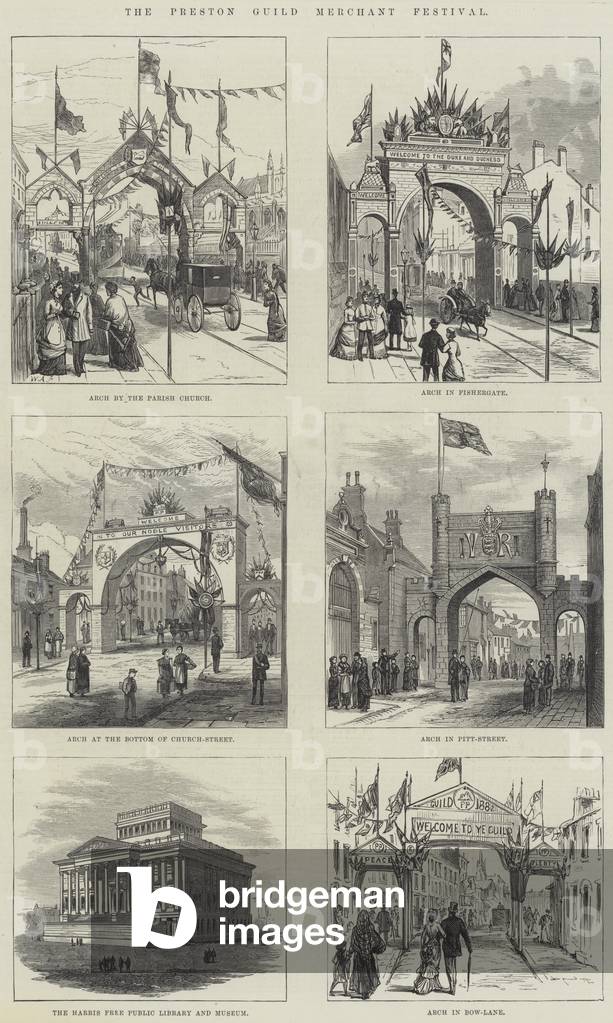 The Preston Guild Merchant Festival (engraving) by English Artist, b/w