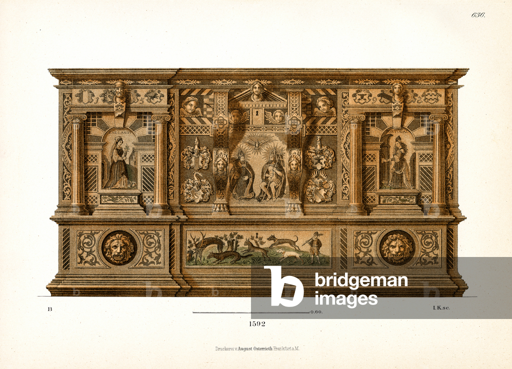 Magnifico armadio rinascimentale con scene bibliche, 1592 (chromolitho)
