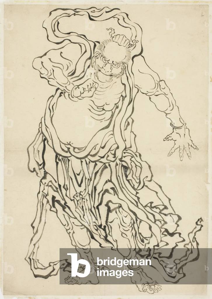 Image of Drawing depicting One of the Nio (A Guardian) 1815 by Katsushika Hokusai