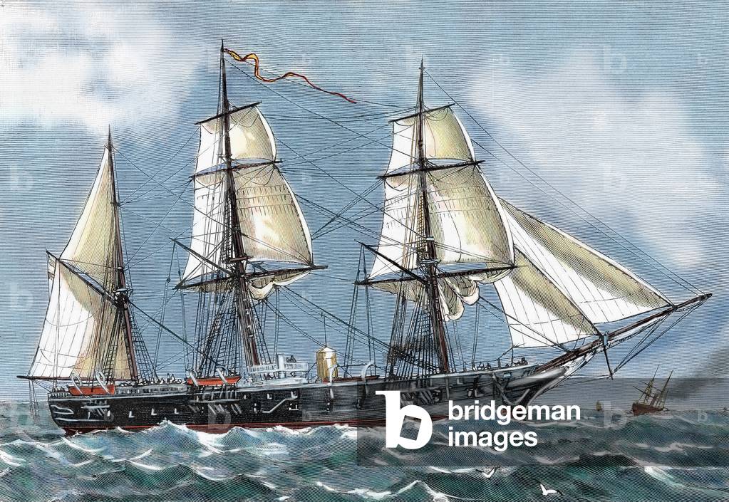 Frigate 'Blanca' of the Spanish Navy aimed at a voyage of circumnavigation. 