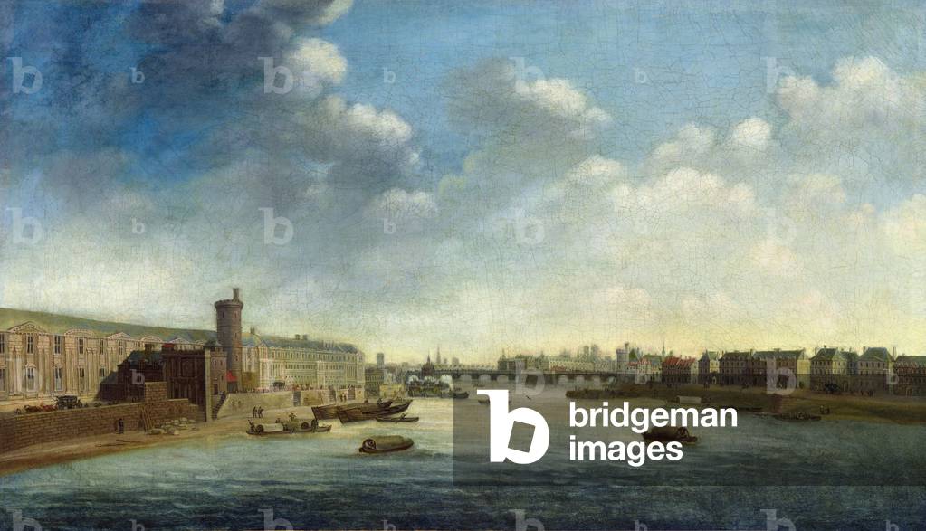 Bild von Gemälde "Die Seine von der Barbier-Brücke stromaufwärts" 1601 von Netherlandish School