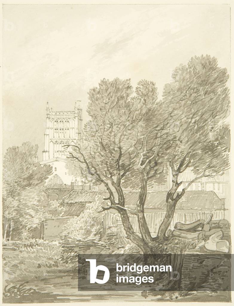 Veduta della Cattedrale di Bristol dal molo di Mansfield o punto (matita & w/c su carta)