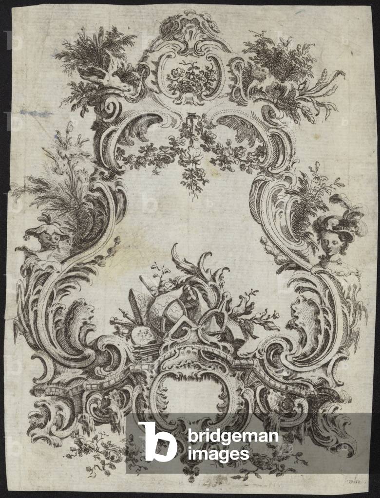 Design Rococo pour un cadre (gravure) 1801 par French School