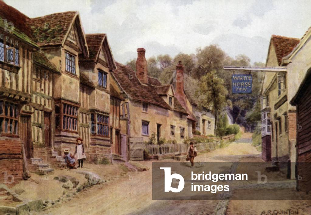 Case precedentemente occupate da tessitori, Kersey, Suffolk (colore lito)