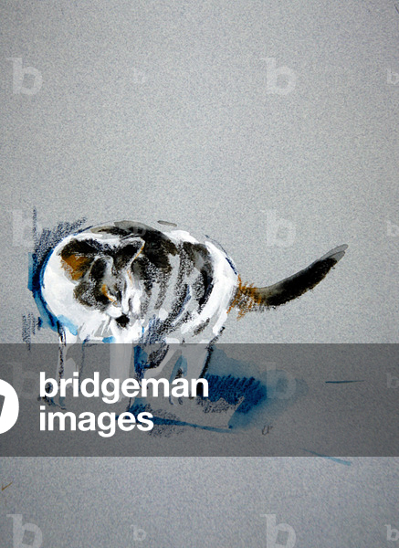 Cat in the Greenhouse (w/c, bodycolour & pastel on paper)