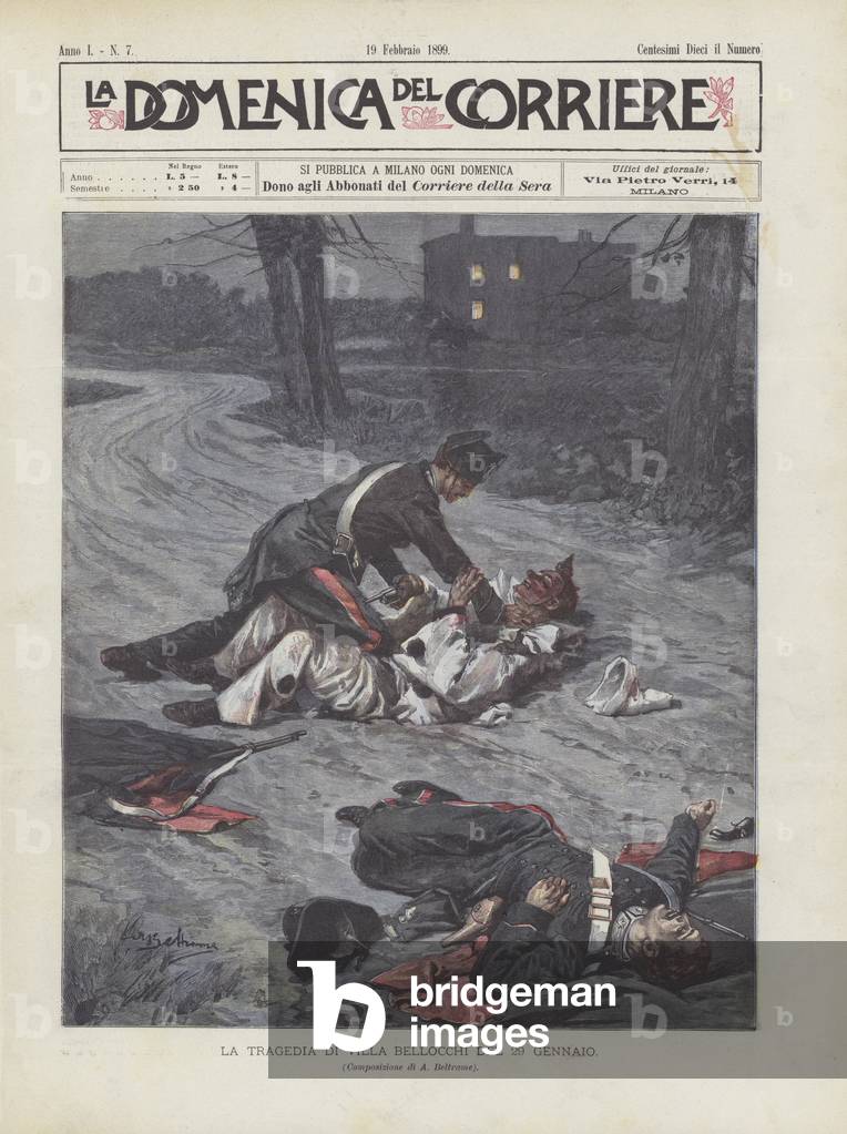 "La Tragedia Di Villa Bellocchi Del 29 Gennaio (colour litho)" di Achille Beltrame