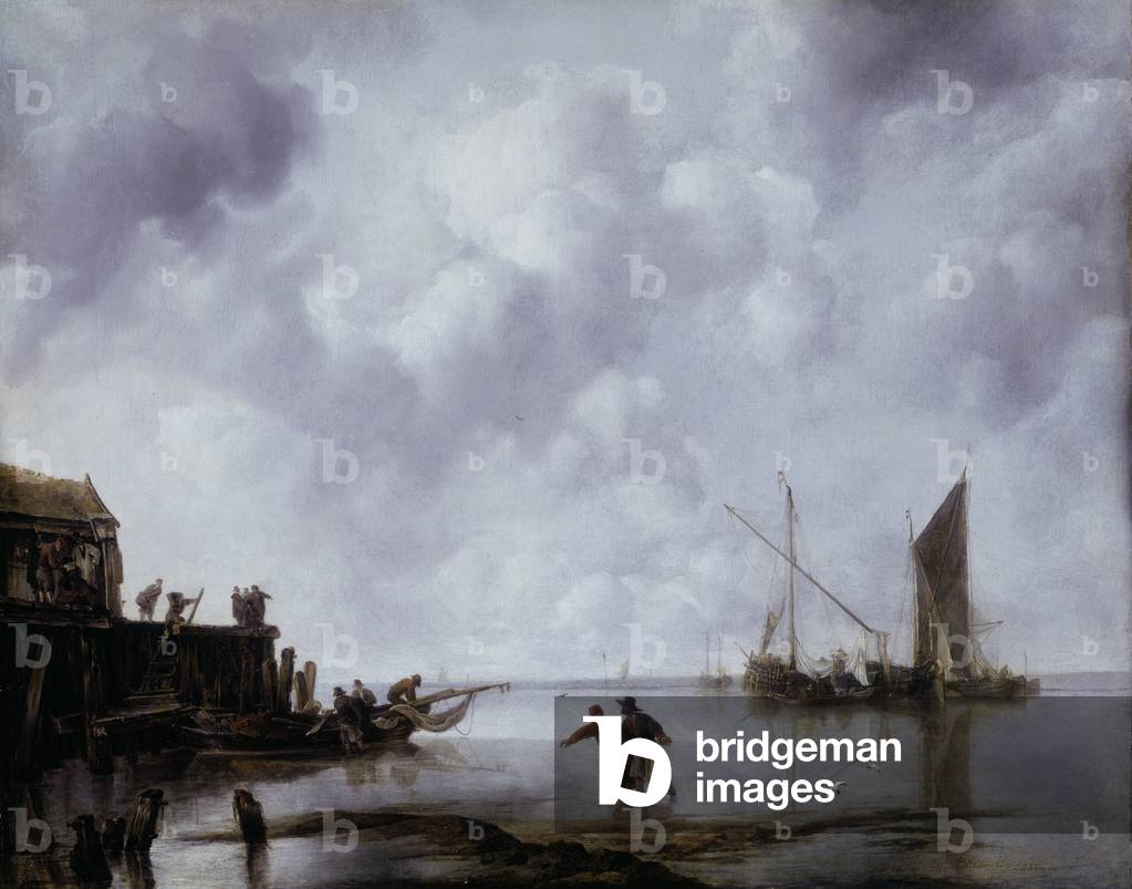 Bild von Gemälde "Fischerboote in einer Ruhe" 1651 von Jan van de Capelle or Cappelle