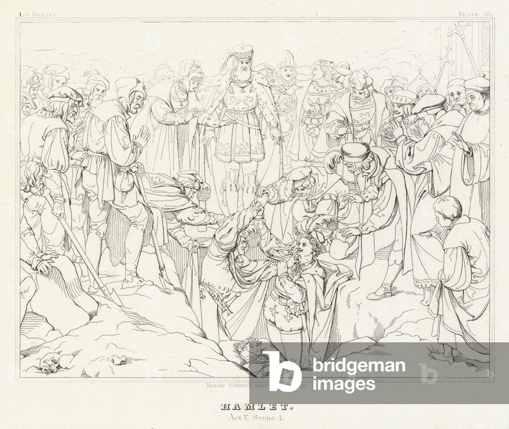 "Hamlet" von Friedrich August Moritz Retzsch, b/w
