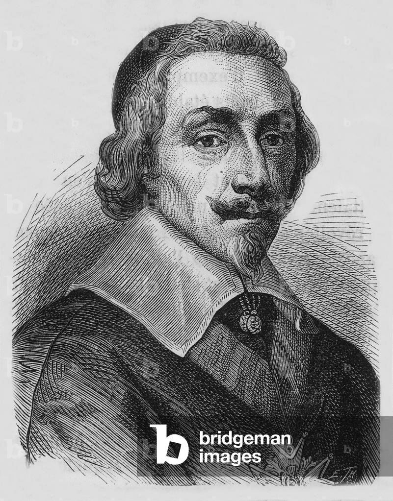Image of Engraving depicting Cardinal Richelieu 1801 by French Artist, b/w